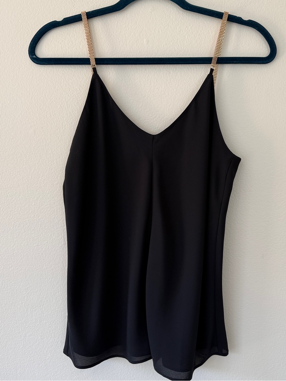 Express Black Flowy Tank Gold Chain Straps Sleeveless Top Size S